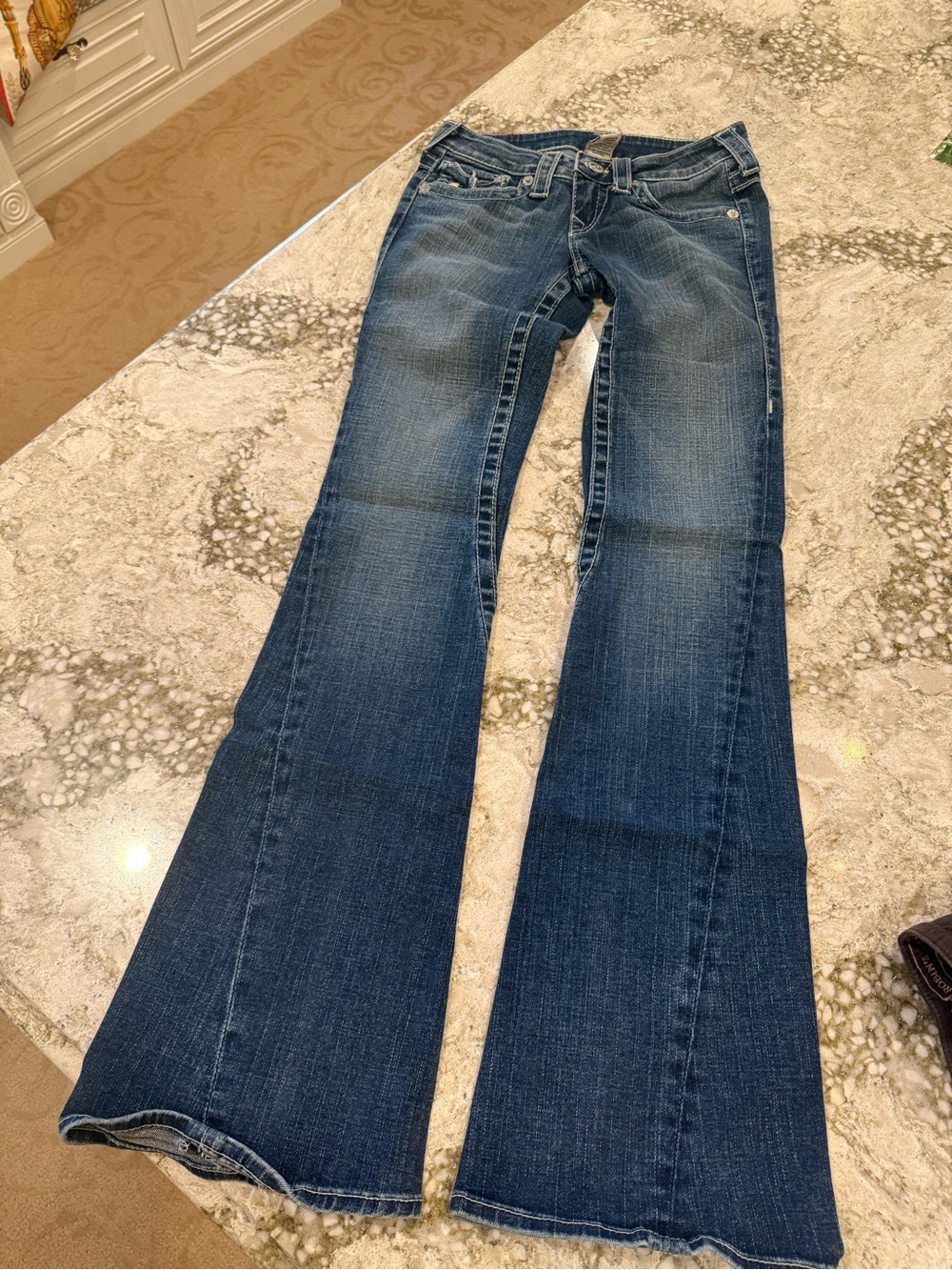 True Religion Women's Dark Blue Flare Jeans